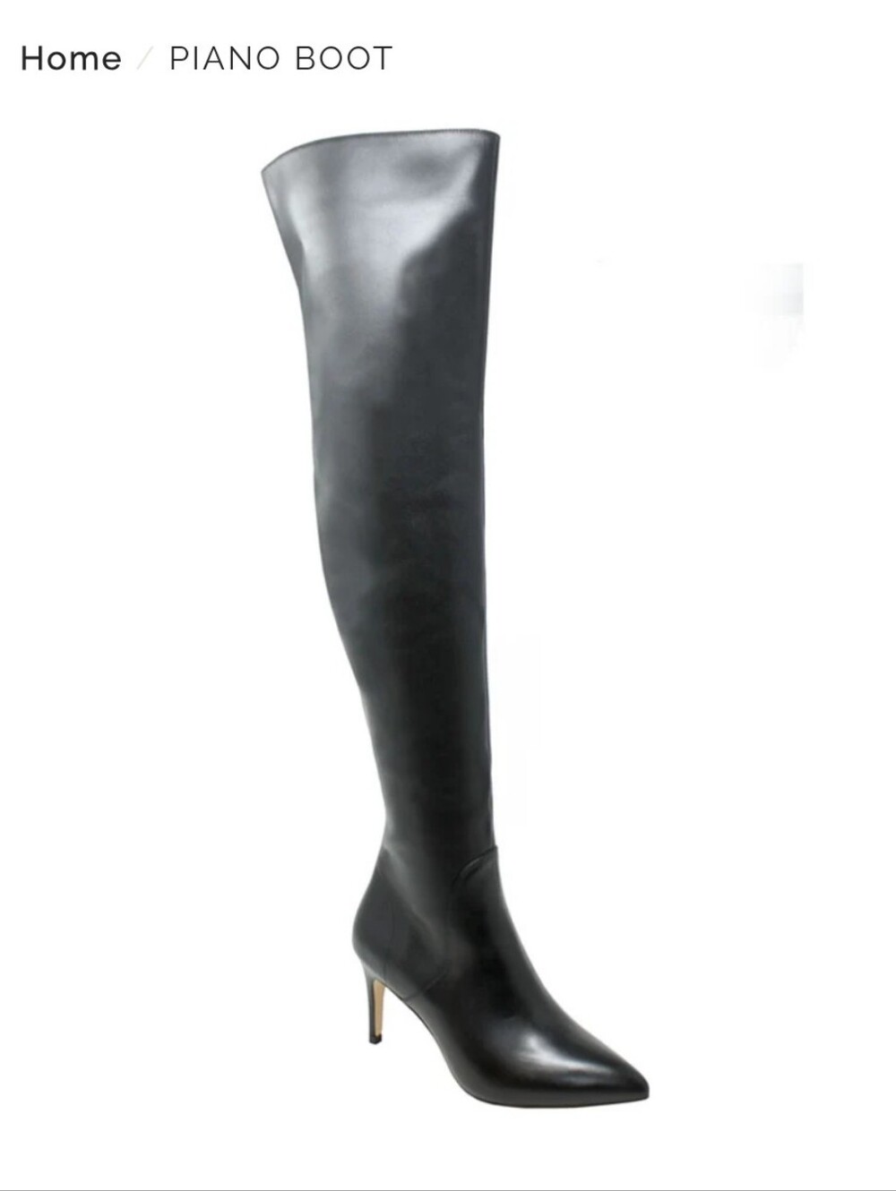 Charles David | Women’s Black Leather Over-the-Knee Pointed-Toe Stiletto Boot